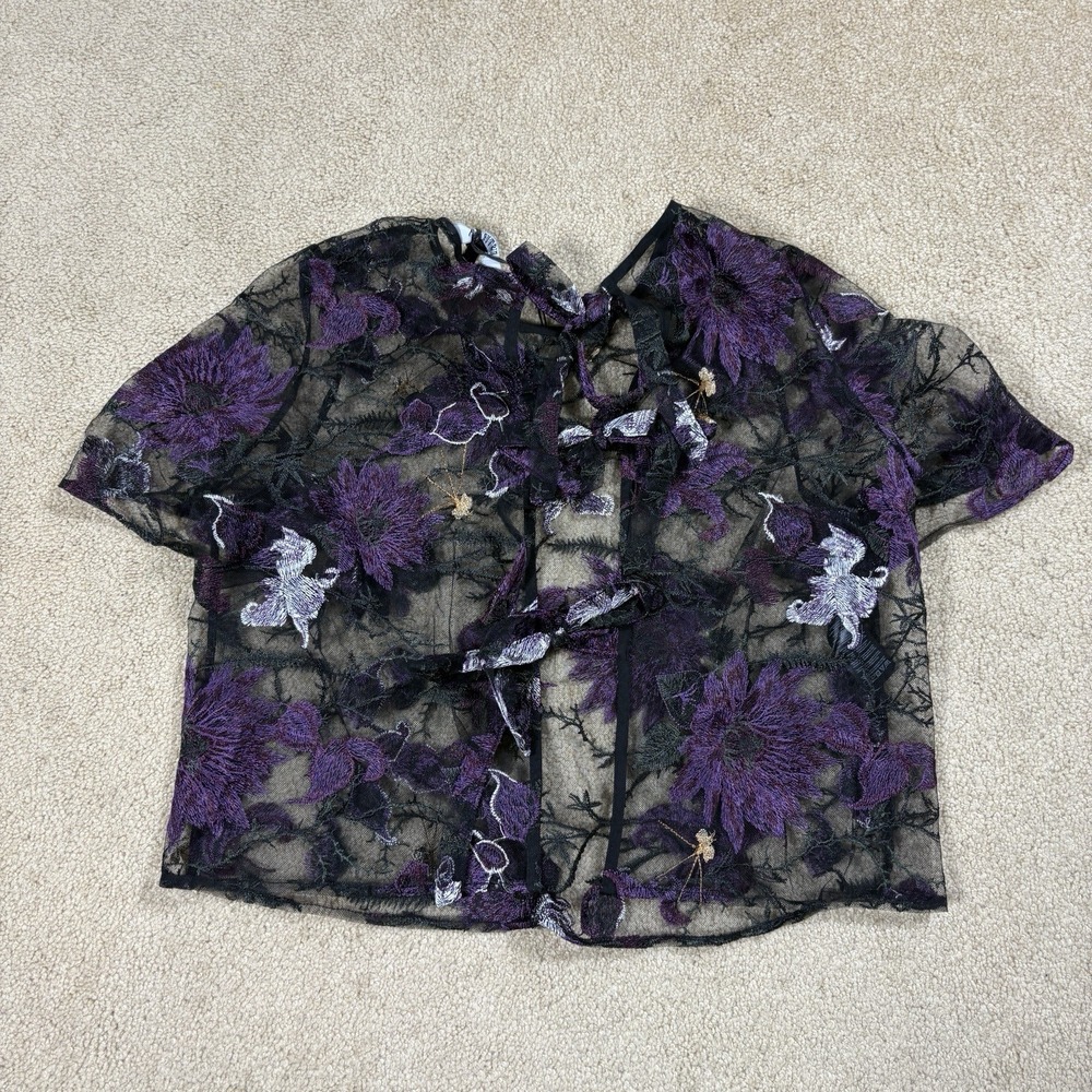 NWT Disturbia Estrid Embroidered Mesh Tie Back Blouse Top - Sz 10 - Picture 10 of 11